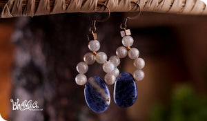 bhavaa Premium Gemstone Jewelry- Earrings. Serene Indulgence Collection, Mark-1 | Gemstones: Labradorite, Blue Sodalite