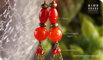 Load image into Gallery viewer, bhavaa Premium Gemstone Jewelry- Earrings. Coy Radiance Collection, Mark-1 | Gemstones: Red Fire Crackle Agate, Red Agate, Red Coral Faceted, Red Coral
