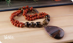 Load image into Gallery viewer, bhavaa Premium Gemstone Jewelry- Necklace. Rustic Elegance Collection, Mark-1 | Gemstones: Brown Druzy Geode Agate, Tiger Eye, Jasper, Carnelian 
