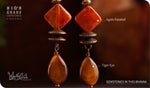 Load image into Gallery viewer, bhavaa Premium Gemstone Jewelry- Earrings. Rustic Elegance Collection, Mark-2 | Gemstones: Tiger Eye, Orange Agate Faceted
