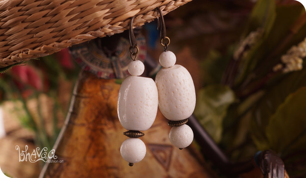 bhavaa Premium Gemstone Jewelry- Earrings. Subtle Lustre Collection, Mark-1 | Gemstones: White Coral