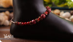 Load image into Gallery viewer, bhavaa Premium Gemstone Jewelry- Anklet. Coy Radiance Collection, Mark-1 | Gemstones: Red Agate, Red Crazy Lace Agate, Red Garnet, Coral
