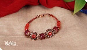 bhavaa Premium Gemstone Jewelry- Bracelet. Coy Radiance Collection, Mark-2 | Gemstones: Red Agate Faceted, Red Jade Faceted