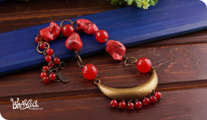 bhavaa Premium Gemstone Jewelry- Necklace. Coy Radiance Collection, Mark-2 | Gemstones: Red Turquoise, Red Jade Faceted