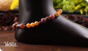 bhavaa Premium Gemstone Jewelry- Anklet. Rustic Elegance Collection, Mark-2 | Gemstones: Brown Dream Fire Agate, Orange Dream Fire Agate