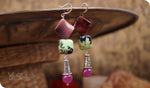 Load image into Gallery viewer, bhavaa Premium Gemstone Jewelry- Earrings. Soothing Vibrancy Collection, Mark-1 | Gemstones: Green Zoisite, Purple Jade Faceted, Purple Crazy Lace Agate
