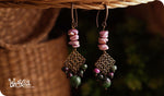 Load image into Gallery viewer, bhavaa Premium Gemstone Jewelry- Earrings. Soothing Vibrancy Collection, Mark-1 | Gemstones: Green Nephrite Jade Faceted, Purple Mother of Pearl, Ruby Zoisite Faceted
