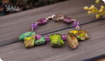 Load image into Gallery viewer, bhavaa Premium Gemstone Jewelry- Bracelet. Products Soothing Vibrancy Collection, Mark-1 | Gemstones: Green Sea Sediment Jasper, Purple Crazy Lace Agate, Green Jade Faceted
