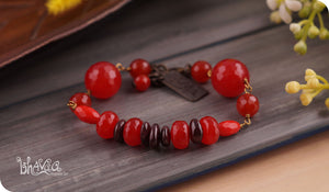 bhavaa Premium Gemstone Jewelry- Bracelet. Coy Radiance Collection, Mark-2 | Gemstones: Ruby, Coral, Red Jade, Garnet