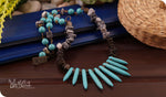 Load image into Gallery viewer, bhavaa Premium Gemstone Jewelry- Necklace. Serene Indulgence Collection, Mark-2 | Gemstones: Silk Jasper, Blue Howlite
