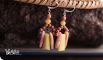 Load image into Gallery viewer, bhavaa Premium Gemstone Jewelry- Earrings. Vivacious Charm Collection, Mark-1 | Gemstones: Pink Rhodochrosite, Yellow Jade, Pink Rhodonite, Pink Opal
