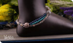 Load image into Gallery viewer, bhavaa Premium Gemstone Jewelry- Anklet. Serene Indulgence Collection, Mark-1 | Gemstones: Grey Brazilian Aquamarine Faceted, Apatite, Labradorite, Blue Turquoise, Blue Jade
