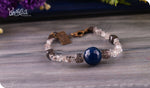 Load image into Gallery viewer, bhavaa Premium Gemstone Jewelry- Bracelet. Products Serene Indulgence Collection, Mark-1 | Gemstones: Blue Agate Faceted, Grey Rutilated Quartz Faceted (rare), White Herkinar Diamond Faceted (very rare)
