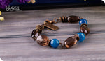 Load image into Gallery viewer, bhavaa Premium Gemstone Jewelry- Bracelet. Serene Indulgence Collection, Mark-2 | Gemstones: Blue Agate Faceted, Smoky Quartz Faceted, Smoky Quartz Smooth
