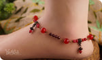 Load image into Gallery viewer, bhavaa Premium Gemstone Jewelry- Anklet. Coy Radiance Collection, Mark-1 | Gemstones: Red Carnelian, Red Ruby Jade, Red Garnet Faceted
