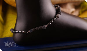 bhavaa Premium Gemstone Jewelry- Anklet. Innate Poise Collection, Mark-2 | Gemstones: Black Lava, Grey Coral, Hematite