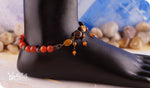 Load image into Gallery viewer, bhavaa Premium Gemstone Jewelry- Anklet. Rustic Elegance Collection, Mark-1 | Gemstones: Tiger Eye, Fire Crackle Agate, Orange Jade, Bronzite, Howlite Turquoise
