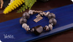 Load image into Gallery viewer, bhavaa Premium Gemstone Jewelry- Bracelet. Innate Poise Collection, Mark-2 | Gemstones: Black Agate, Grey Larvikite, Grey Map Jasper, Grey Hematite
