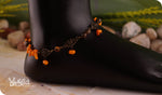 Load image into Gallery viewer, bhavaa Premium Gemstone Jewelry- Anklet. Rustic Elegance Collection, Mark-2 | Gemstones: Orange Coral, Tiger Eye Faceted
