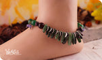 Load image into Gallery viewer, bhavaa Premium Gemstone Jewelry- Anklet. Soothing Vibrancy Collection, Mark-1 | Gemstones: Green Ruby Zoisite Faceted, Purple Jade Faceted, Green Jade Faceted, Lavender Jade, Green Zoisite, Purple Agate Faceted
