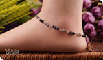 Load image into Gallery viewer, bhavaa Premium Gemstone Jewelry- Anklet. Innate Poise Collection, Mark-2 | Gemstones: Black Agate Faceted, Black Onyx Agate, Grey Labradorite Faceted
