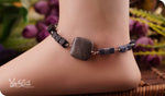 Load image into Gallery viewer, bhavaa Premium Gemstone Jewelry- Anklet. Innate Poise Collection, Mark-1 | Gemstones: Black Lava, Grey Imperial Jasper, Grey Coral
