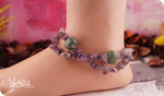 Load image into Gallery viewer, bhavaa Premium Gemstone Jewelry- Anklet. Soothing Vibrancy Collection, Mark-1 | Gemstones: Green Agate, Green Serpentine, Amethyst
