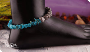 bhavaa Premium Gemstone Jewelry- Anklet. Serene Indulgence Collection, Mark-2 | Gemstones: Blue Mother of Pearl, Map Jasper 