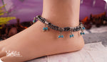 Load image into Gallery viewer, bhavaa Premium Gemstone Jewelry- Anklet. Serene Indulgence Collection, Mark-1 | Gemstones: Larvikite, Snowflake Obsidian, Hematite, Blue Turquoise
