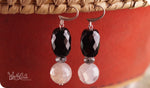 Load image into Gallery viewer, bhavaa Premium Gemstone Jewelry- Earrings. Innate Poise Collection, Mark-1 | Gemstones: Black Agate Faceted, Grey Fire Crackle Agate Faceted, Grey Tourmalinated Quartz Faceted
