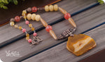 Load image into Gallery viewer, bhavaa Premium Gemstone Jewelry- Necklace. Vivacious Charm Collection, Mark-1 | Gemstones: Yellow Druzy Geode Agate Pendant, Yellow Rutilated Quartz Faceted, Pink Cherry Creek Quartz Faceted, Pink Cherry Quartz Faceted, Pink Morganite, Crab Agate Faceted, Yellow Jade, Agate Faceted, Rose Quartz
