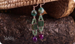 Load image into Gallery viewer, bhavaa Premium Gemstone Jewelry- Earrings. Soothing Vibrancy Collection, Mark-1| Gemstones: Purple Agate Faceted, Green African Jade, Green Crab Fire Crackle Agate, Aventurine
