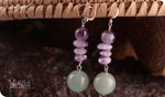 Load image into Gallery viewer, bhavaa Premium Gemstone Jewelry- Earrings. Soothing Vibrancy Collection, Mark-1 | Gemstones: Aventurine, Amethyst
