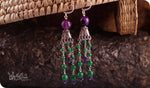 Load image into Gallery viewer, bhavaa Premium Gemstone Jewelry- Earrings. Soothing Vibrancy Collection, Mark-1 | Gemstones: Purple Banded Agate Faceted, Amethyst Faceted, Green Jade Faceted
