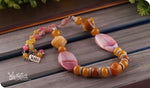 Load image into Gallery viewer, bhavaa Premium Gemstone Jewelry- Necklace. Vivacious Charm Collection, Mark-1 | Gemstones: Pink Strawberry Quartz, Pink Banded Agate, Yellow Fire Crackle Agate, Yellow Crab Agate Faceted, Yellow Onyx Agate Faceted, Yellow Agate, Pink Jade
