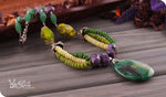 Load image into Gallery viewer, bhavaa Premium Gemstone Jewelry- Necklace. Soothing Vibrancy Collection, Mark-1 | Gemstones: Green Fire Crackle Agate, Green Aventurine, Peridot, Jade Faceted, Sea Sediment Jasper, Lemon Jade, Purple Charoite
