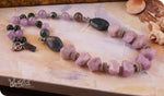 Load image into Gallery viewer, bhavaa Premium Gemstone Jewelry- Necklace. Soothing Vibrancy Collection, Mark-1 | Gemstones: Green Fluorite, Green Moss Agate Faceted, Purple Kunzite Faceted, Amethyst
